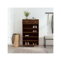 armoire à chaussures chêne marron 60x35x105cm bois d'ingénierie