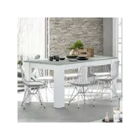 table de repas à allonge blanc-béton clair - oxnard - l 140-190 x l 90 x h 78 cm