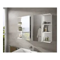 armoire murale de salle de bains dfus, meuble colonne pour salle de bain, casier suspendu, couleur blanc brillant, 60x21h65 - 2 portes cm 8052773795203