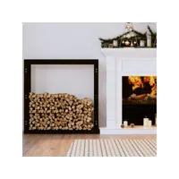 support pour bois de chauffage porte-bûches - abri de stockage pour jardin - noir 100x25x100 cm bois de pin meuble pro frco84941