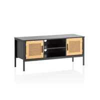 finebuy meuble tv noir chêne 110x48x40 cm lowboard tv commode  étagère pour la télévision vannerie viennoise - pour téléviseur jusqu'à 55 pouces - panneau de télévision avec rangement