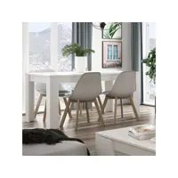 table de repas à allonge blanc brillant - oxnard - l 140-190 x l 90 x h 78 cm