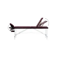 vidaxl table de massage pliable 3 zones aluminium violet vin 110199