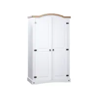 armoire de dressing - garde-robe avec 2 portes gamme corona pin mexicain blanc