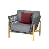 fauteuil de salon de jardin rubby graphite en aluminium traité époxy et maille acrylique