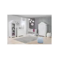 chambre complète lit bébé - commode à langer - armoire marsylia mdf blanc