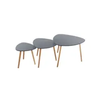 3 tables d'appoint design mileo - gris
