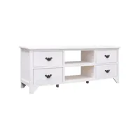 meuble tv, banc tv, meuble de rangement blanc antique 108x30x40 cm bois de paulownia solide meuble pro lww65398