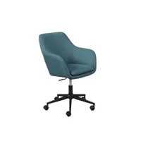 valka - fauteuil de bureau sur roulettes tissu bleu canard