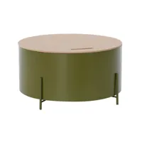 table d'appoint en mdf et fer coloris naturel vert - diamètre 40 x hauteur 28 cm