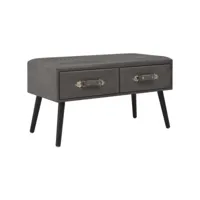 table basse table de salon  bout de canapé gris 80x40x46 cm similicuir meuble pro frco46183