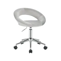 chaise de bureau en velours-tabouret de bureau à roulettes  pivotant-tabouret de travail-gris clair