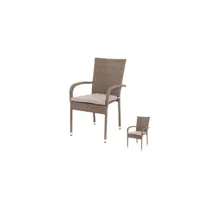 duo de chaises rotin taupe et coussins - baros - l 55 x l 66 x h 94 cm - neuf