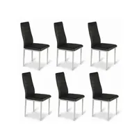designetsamaison - lot de 6 chaises salle à manger noires - lena c-lena05