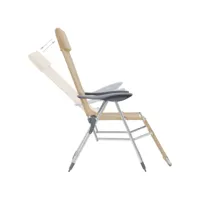 vidaxl chaises de camping pliables 2pcs et repose-pied crème aluminium 44317