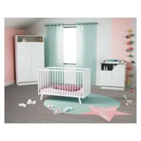 at4 -  chambre bébé lit, commode à langer et armoire en bois carnaval blanc 18028207