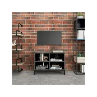 meuble tv  - armoire de salon  banc tv avec pieds en métal gris brillant 69,5x30x50 cm -neww81204