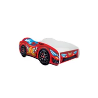 lit led + matelas - lit enfant top car - racing car - 140 x 70 cm