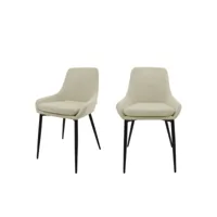 liv - lot de 2 chaises en tissu et métal - couleur - sable
