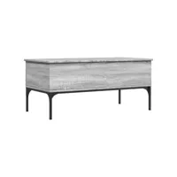 table de salon sonoma gris 100x50x45 cm bois d'ingénierie et métal