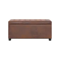 pouf de rangement 87,5 cm marron similicuir daim -asaf45580 meuble pro