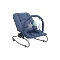 transat bébé en acier avec jouets-repose-pied et dossier réglables-bleu-77 x 44 x 58 cm