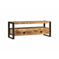 meuble télé buffet tv télévision design pratique 120 cm bois solide de manguier helloshop26 2502063