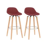 lot de 2 tabourets de bar style contemporain  chaises de bar rouge bordeaux tissu meuble pro frco40842