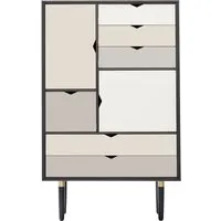 andersen furniture - s5 commode, chêne laqué noir/ façades argent, beige, gris métal