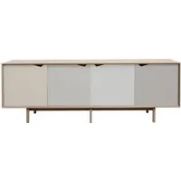 andersen furniture - s1 sideboard, chêne huilé/portes doeskin (beige), iron (gris métal), silver (blanc argenté), iron (gris métal)