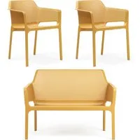 nardi - net banc + 2x net chaise avec accoudoirs, senape