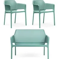 nardi - net banc + 2x net chaise avec accoudoirs, salice