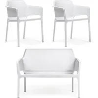 nardi - net banc + 2x net chaise avec accoudoirs, blanc