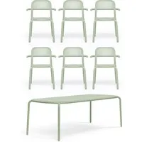 fatboy - toní tablo table + chaise avec accoudoirs, mist green (set de 7)