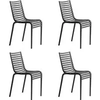 driade - pip-e chaise de jardin, gris foncé (lot de 4)