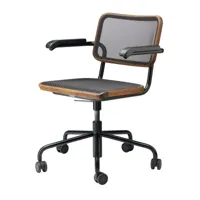 thonet - s 64 ndr chaise de bureau, noir / noyer huilé / résille noire (pure materials)