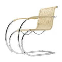 thonet - s 533 rf chaise avec accoudoirs, structure chromée / osier