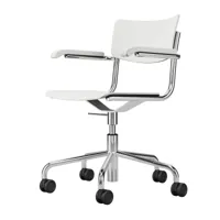 thonet - s 43 fdr chaise de bureau avec accoudoirs, chrome / hêtre teinté blanc (tp 200)