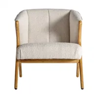fauteuil bois de pin style colonial prati bouclé