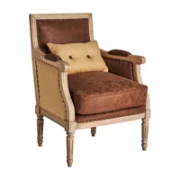 fauteuil style colonial bois de manguier et polyester