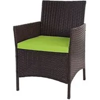 fauteuil de jardin mendler 2x fauteuil de jardin halden en polyrotin marron chiné, coussin vert