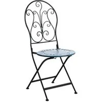 fauteuil de jardin aubry gaspard - chaise de terrasse pliante en métal bleu
