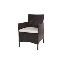 fauteuil de jardin mendler 2x fauteuil de jardin halden en polyrotin marron chiné, coussin crème