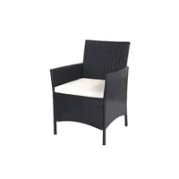 fauteuil de jardin mendler 2x fauteuil de jardin halden en polyrotin anthracite, coussin crème