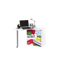 bureau droit beaux meubles pas chers bureau informatique blanc et table pivotante - top secret 300 - l 105 x l 55 x h 74.7 cm