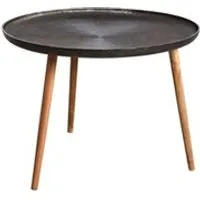 - table ronde métal zinc antique et bois