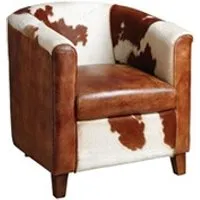 fauteuil de salon aubry gaspard - fauteuil club en cuir et peau de vache