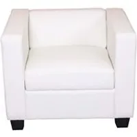 fauteuil club / lounge lille, 86x75x70cm, simili-cuir, blanc