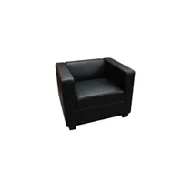 fauteuil club / lounge lille, 86x75x70cm, cuir reconstitué, noir
