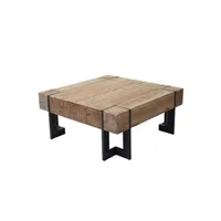 table basse de salon hwc-a15, sapin massif rustique 40x90x90cm